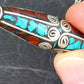 Collier 24 po cylindre tibétain en étain, insertions de turquoise et de corail, billes de verre assorties, chaîne acier inoxydable 