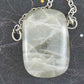 26-inch necklace with rectangular natural silver moonstone pendant, stainless steel chain