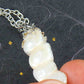 16-inch necklace with column pendant made of 4 fused natural white freshwater pearls, stainless steel chain