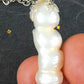 16-inch necklace with column pendant made of 4 fused natural white freshwater pearls, stainless steel chain
