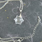 15-inch necklace with rare 20mm Edelweiss Swarovski crystal pendant, frosted edges, stainless steel chain