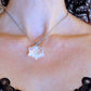 15-inch necklace with rare 30mm Edelweiss Swarovski crystal pendant, frosted edges, stainless steel chain