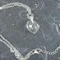 16-inch necklace with 15mm silver patina faceted Swarovski crystal heart pendant, stainless steel chain