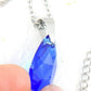 15-inch necklace with 20mm indigo Majestic Blue Swarovski crystal drop pendant, stainless steel chain