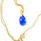 Collier 15 po avec pendentif goutte de cristal Swarovski 20mm bleu Majestic, chaîne acier inoxydable dorée