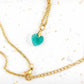 15-inch necklace with 10mm Swarovski turquoise faceted crystal heart pendant, stainless steel chain