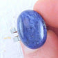 Finger ring with oval natural sodalite cabochon, 2 tones of blue, stainless steel adjustable base (US 5-6)