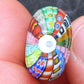 Collier 22 po avec cylindre de verre de Murano soufflé et facetté multicolore, cristaux Swarovski Blanc opale, chaîne acier inoxydable