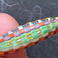Collier 22 po avec cylindre de verre de Murano soufflé et facetté multicolore, cristaux Swarovski Blanc opale, chaîne acier inoxydable