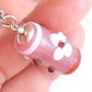 24- or 29-inch necklace with Murano glass cylinder in pink tones, 3D flowers, stainless steel chain