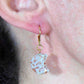 Boucles d'oreilles courtes lunes en verre de Murano marbré bleu marine, crochets à levier acier inoxydable doré
