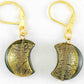 Boucles d'oreilles courtes lunes en verre de Murano sur feuille d'or, disponibles en 3 couleurs (clair, bleu, kaki), crochets à levier acier inoxydable doré