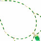 Collier 15 po signature avec arceaux articulés blanc-vert et billes créées à la flamme (verre style Murano fait main à Montréal)
