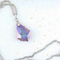 16-inch necklace with 22mm Heliotrope (turquoise, blue, violet) baroque Swarovski crystal pendant, stainless steel chain