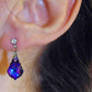 Boucles d'oreilles courtes cristal Swarovski baroque 16mm Heliotrope (bleu/violet), tiges acier inoxydable à boutons cristal