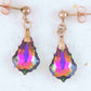 Short earrings with 16mm Vitrail Medium (pink/green) baroque Swarovski crystals, rose gold-toned stainless steel studs