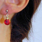 Boucles d'oreilles courtes cristaux Swarovski Classic Cut 10mm Astral Pink/Light Siam (rose/rouge), tiges acier inoxydable à boutons cristal