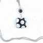 Collier 25 po avec bille carrée de verre tchèque noir à pois argentés ou cuivrés, chaîne acier inoxydable assortie