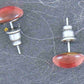 Puces d'oreilles 10mm ovales de verre vintage rose opalescent, tiges acier inoxydable