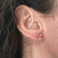 Puces d'oreilles 10mm ovales de verre vintage rose opalescent, tiges acier inoxydable