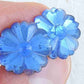 Puces d'oreilles 15mm fleurs de verre vintage bleu pervenche brillant, tiges acier inoxydable